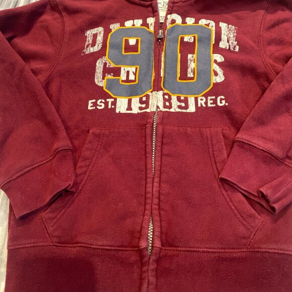 Children’s Place Boys Hoodie Size Med 7/8 Full Zip Burgundy with Logo - Picture 3 of 6